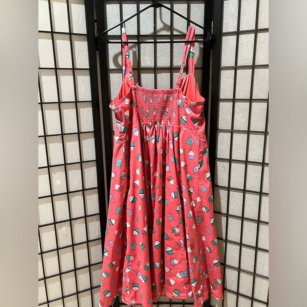 torrid Coral Cupcake Print Sundress with Teal & Lavender Accents TORRID SIZE 1 - Picture 4 of 13